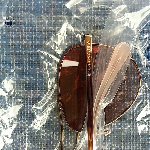 Nwt. Coach YAN jeweled pilot aviator sunglasses gold trim. - Picture 7 of 9